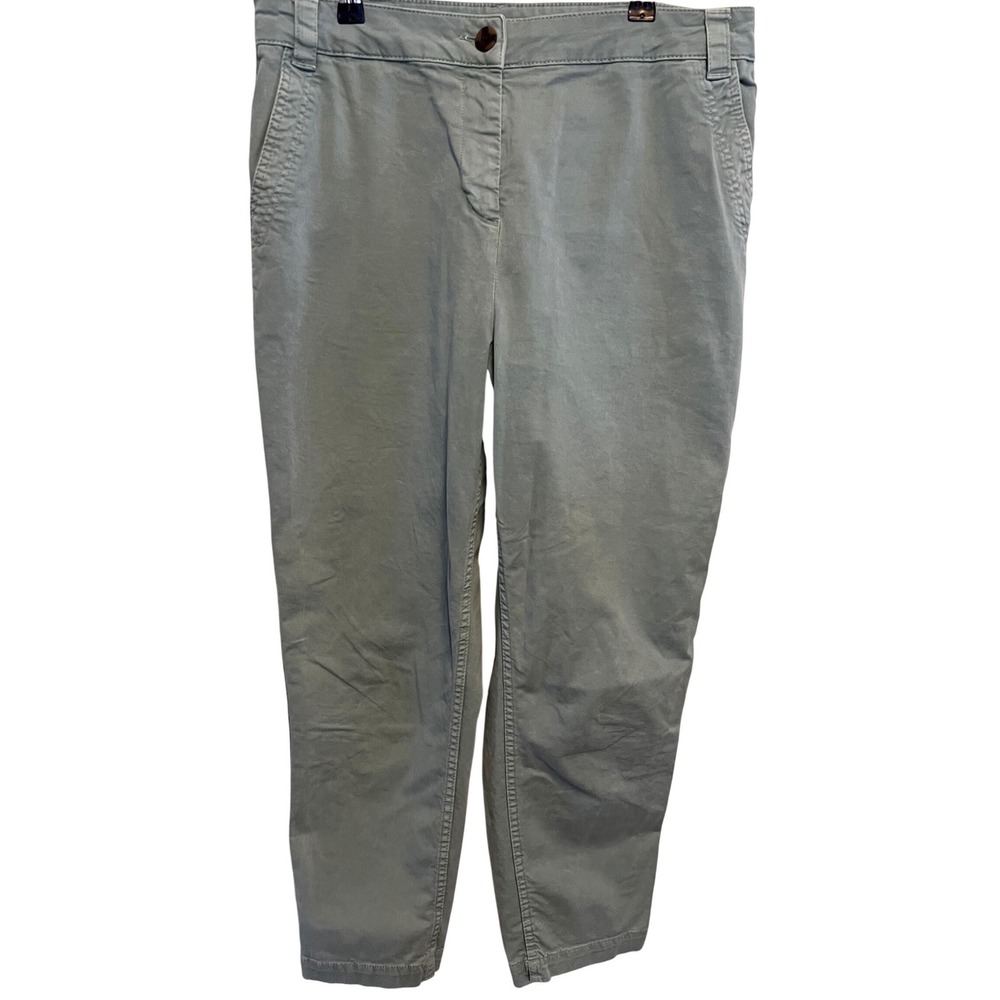 Boden Richmond 7/8 Chino Trousers Sage Green Cotton‎ Stretch Pants US 10R